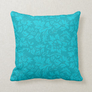 Coussin Bleu-vert Vintage Damas florales
