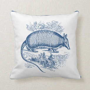 Coussin Bleu vintage de bois de graveur d'antiquité de