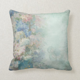Coussin bleu vintage de fleurs