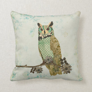 Coussin bleu vintage de Mojo de hibou