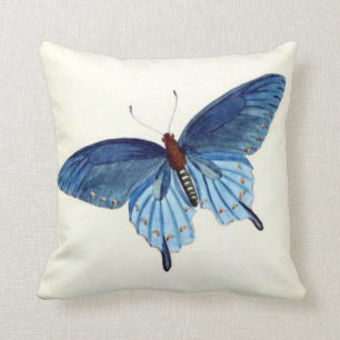 Coussin bleu vintage de papillon
