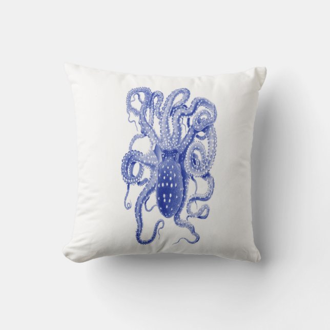 coussin bleu vintage de poulpe (Recto)