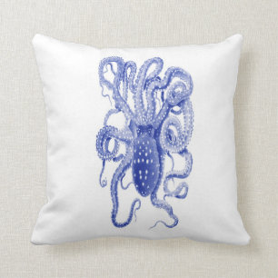 coussin bleu vintage de poulpe