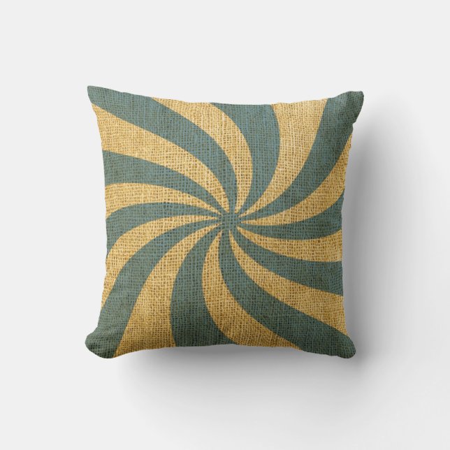 Coussin Bleu vintage de spirale de cirque (Recto)