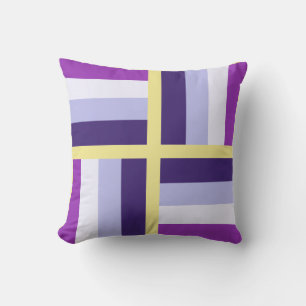 Coussin Bleu Violet Blanc Jaune