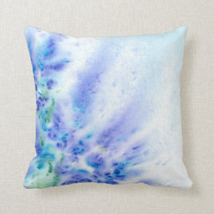 Coussin Bleu Violet Champ de fleurs Aquarelle Abstraite