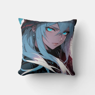 Coussin Bleu Yeux à capuchon Anime Girl