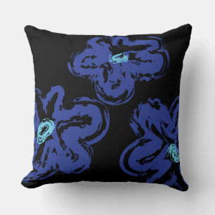 Coussin BLEUE DAISY HANDRAWN DESIGN Rétro Jeu d'oreiller