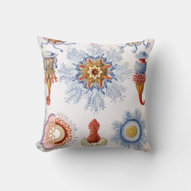 Coussin Bleuet de méduses d'Ernst Haeckel Siphonophorae ! (Recto)