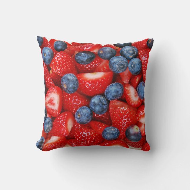 Coussin Bleus et fraises (Recto)