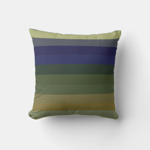Coussin Bleus sauge atténués et rayures vert olive 