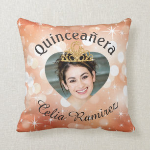 Coussin Bling Quinceanera Photo Coeur coupé Keepsaké