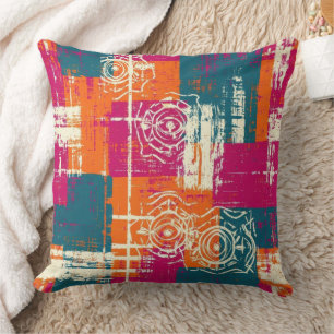 Coussin Bloc de couleur abstrait motif milieu du siècle