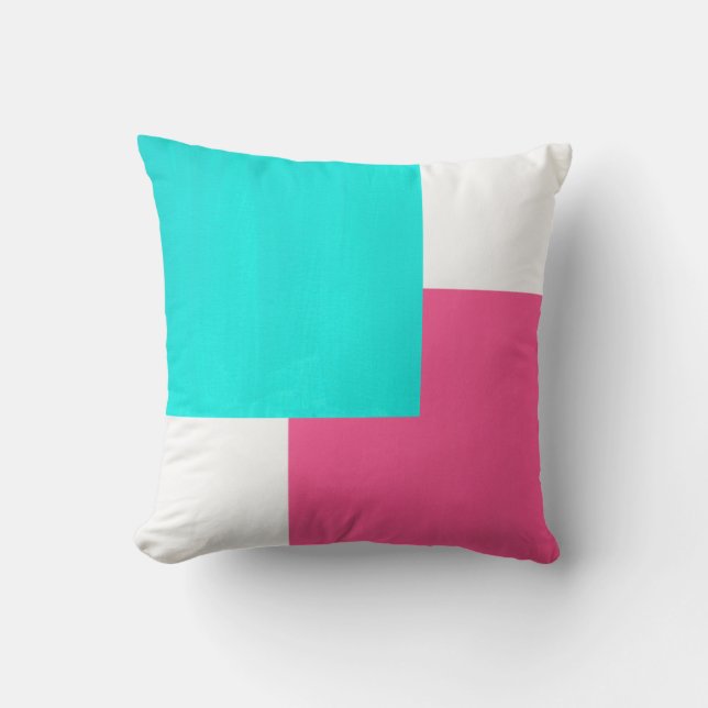Coussin Bloc de couleur blanc rose chaud Turquoise (Recto)