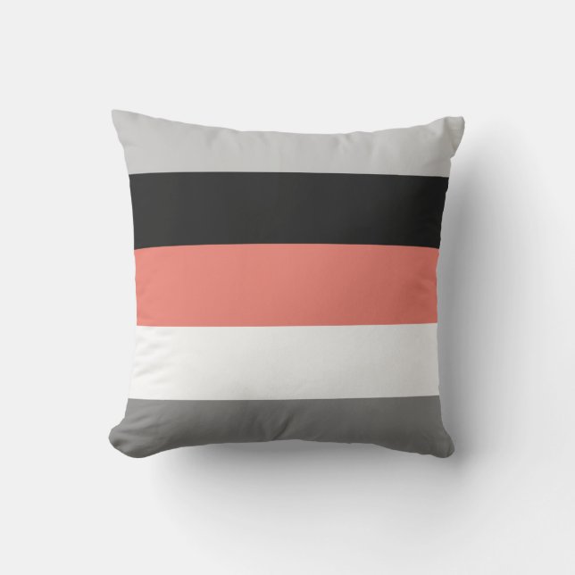 Coussin Bloc de couleur corail rose gris noir (Recto)