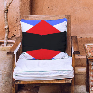 Coussin Bloc de couleur esthétique Rouge & Bleu & noir & b
