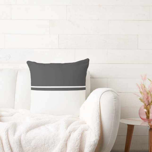 Coussin Bloc de couleur fantaisie gris profond blanc moder (Canapé)
