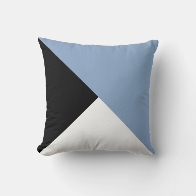 Coussin Bloc de couleur gris bleu, noir et blanc (Recto)