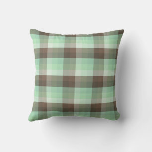 Coussin Bloc de couleur menthe chocolat plaid rayures 
