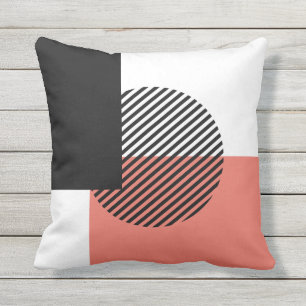 Coussin Bloc de couleur moderne en arc de cercle corail no