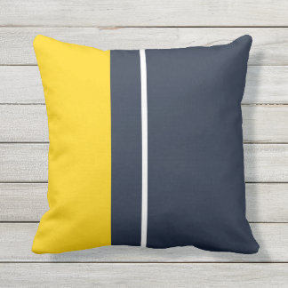 Coussin Bloc de couleur moderne jaune et marine