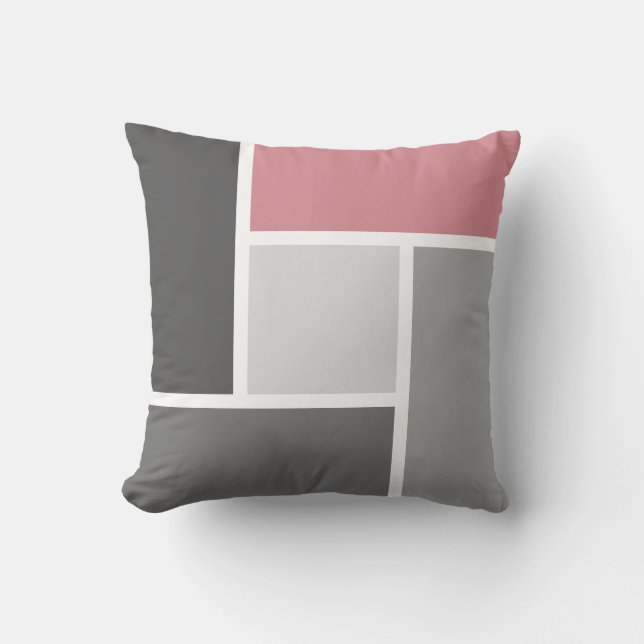 Coussin Bloc de couleur moderne Mosaïque Dusté rose gris b (Recto)