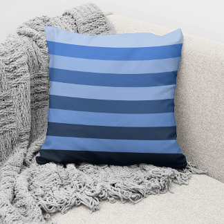 Coussin Bloc de couleur monochrome bleu moderne rayé