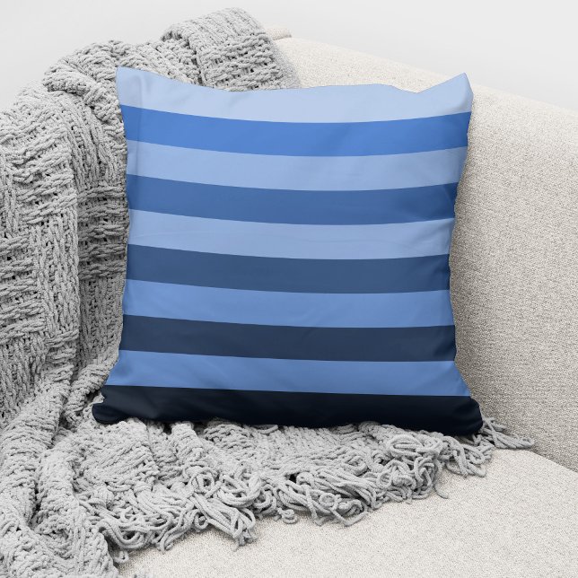 Coussin Bloc de couleur monochrome bleu moderne rayé (Créateur téléchargé)