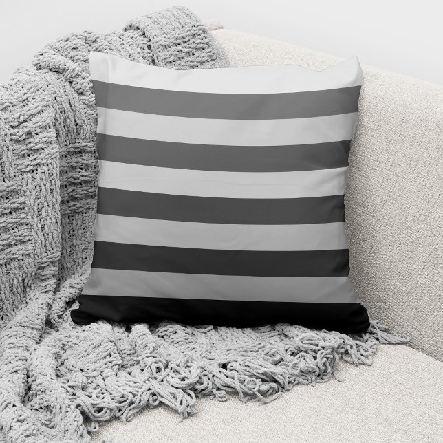 Coussin Bloc de couleur monochrome gris moderne rayé (Créateur téléchargé)