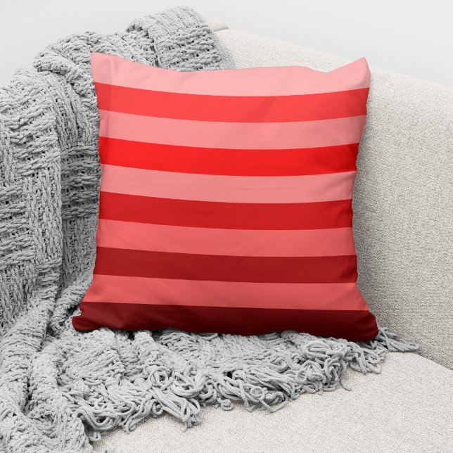 Coussin Bloc de couleur monochrome rouge moderne rayé (Créateur téléchargé)