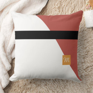 Coussin Bloc de couleur or rouille monogrammé
