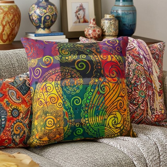 Coussin bloc de couleur paisley (Créateur téléchargé)