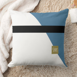 Coussin Bloc de couleurs bleu vert monogrammé