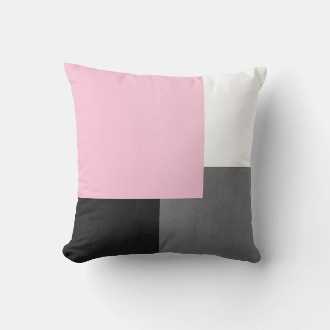 Coussin Bloc de Pink Gray Black and White Geometric (Recto)
