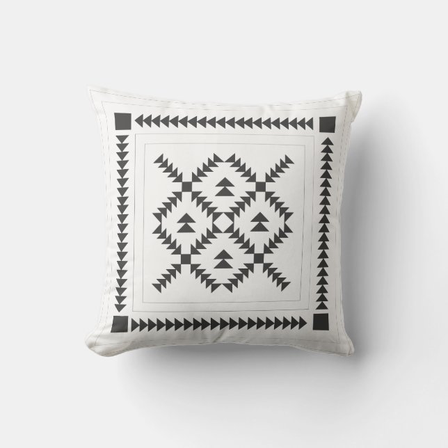 Coussin Bloc de surface géométrique noir et blanc classiqu (Recto)