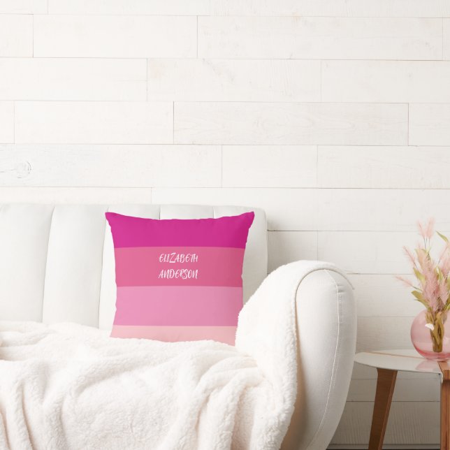 Coussin Blocage de couleur rose, bande horizontale (Canapé)