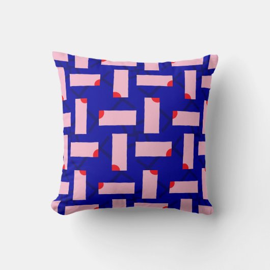 Coussin Block Theory Rose Gras et Bleu de Cobalt (Recto)