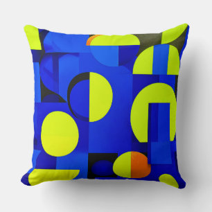 Coussin Blocs abstraits bleus et jaunes