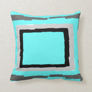 Coussin Blocs abstraits modernes de couleur, gris noirs