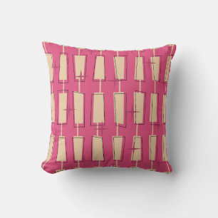 Coussin Blocs Atomiques Rose Moderne du Milieu du Siècle