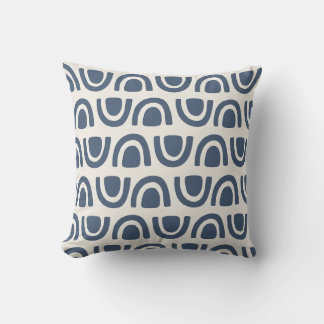 Coussin Blocs d'arche organiques modernes Navy motif crème