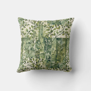 Coussin Blocs de couleur de petites brindilles feuillues