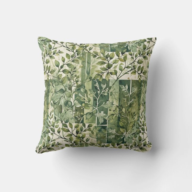 Coussin Blocs de couleur de petites brindilles feuillues (Verso)
