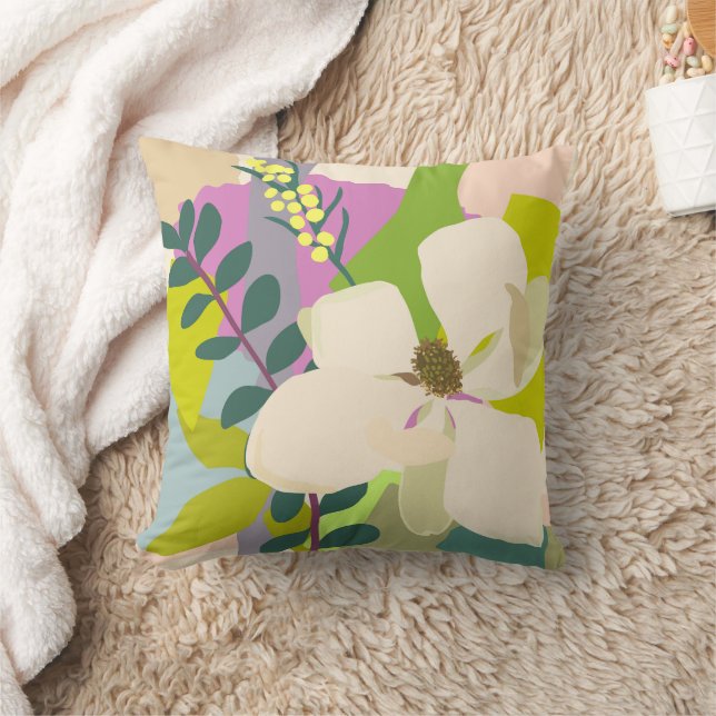 Coussin Blocs de couleur du Magnolia printemps fleuriste (Couverture)