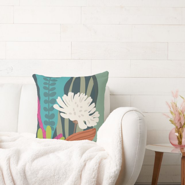 Coussin Blocs de couleur silhouette florale moderne  (Canapé)