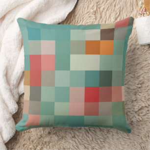 Coussin Blocs de pixels en motif de compliments bleu