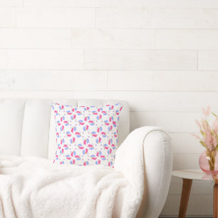 Coussin Blocs Empreintes de Bébé au Pastel Rose et Bleu