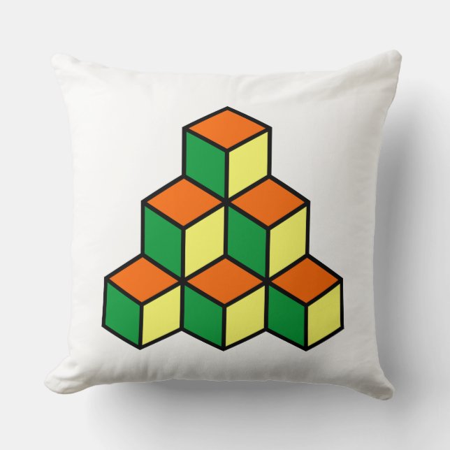Coussin Blocs géométriques - vert orange et jaune (Recto)