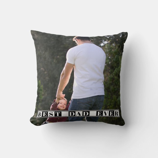 Coussin Blocs noirs et blancs Meilleur papa Jamais photo (Recto)