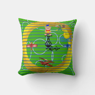 Coussin Blocs roses modernes Bear Duck Plane Gold Green
